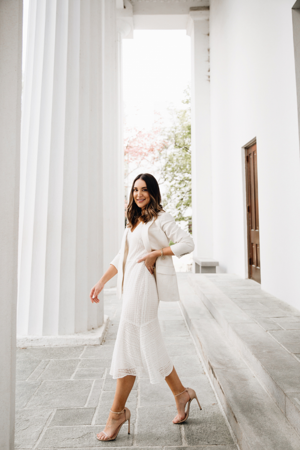 Ivory Lace Flutter Sleeve Dress