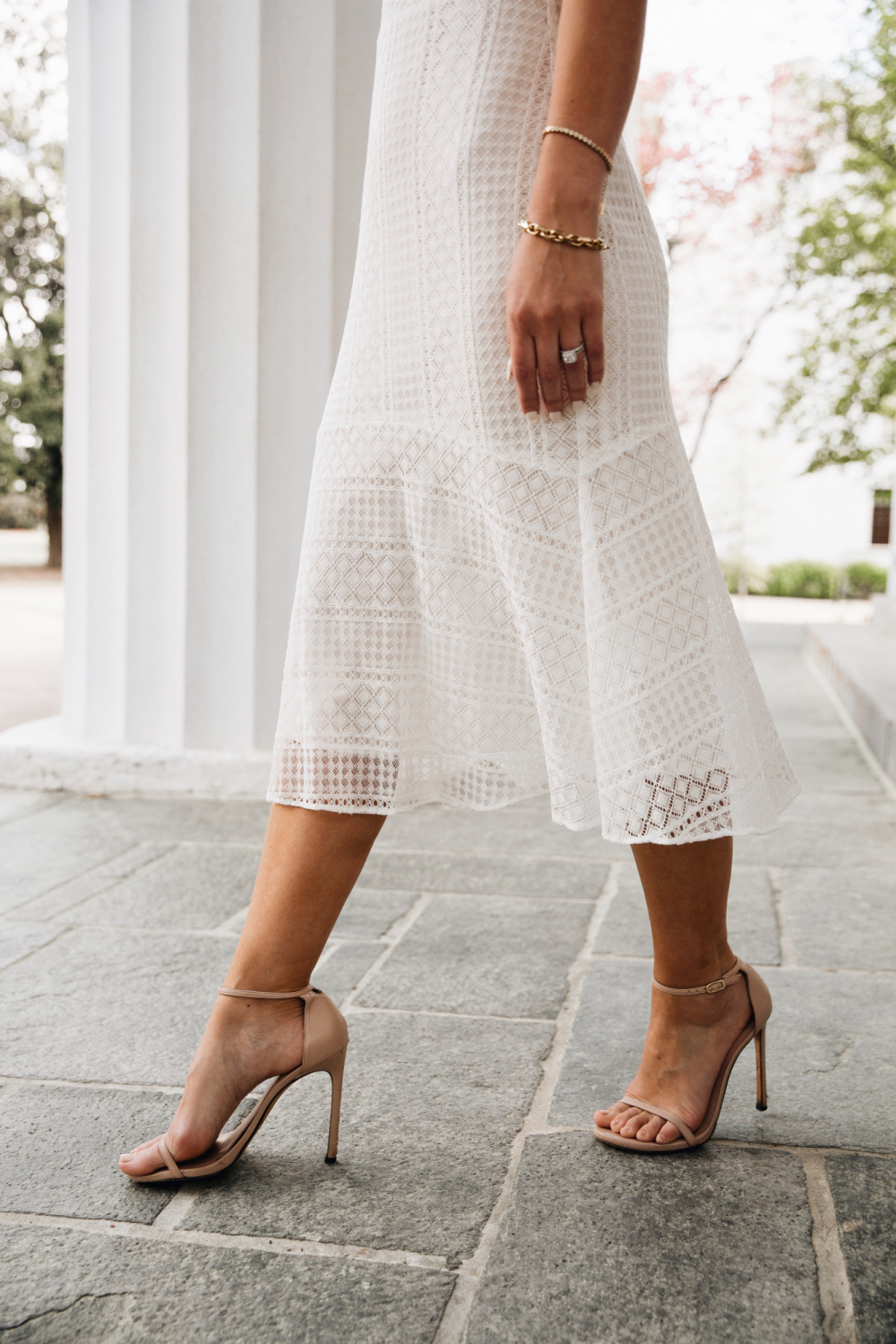 Ivory Lace Flutter Sleeve Dress