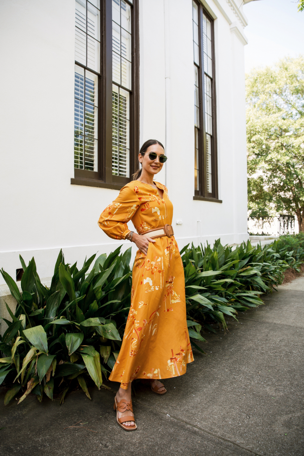 yellow midi dress