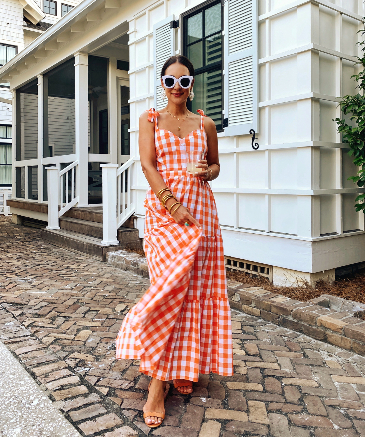 orange checkered dress