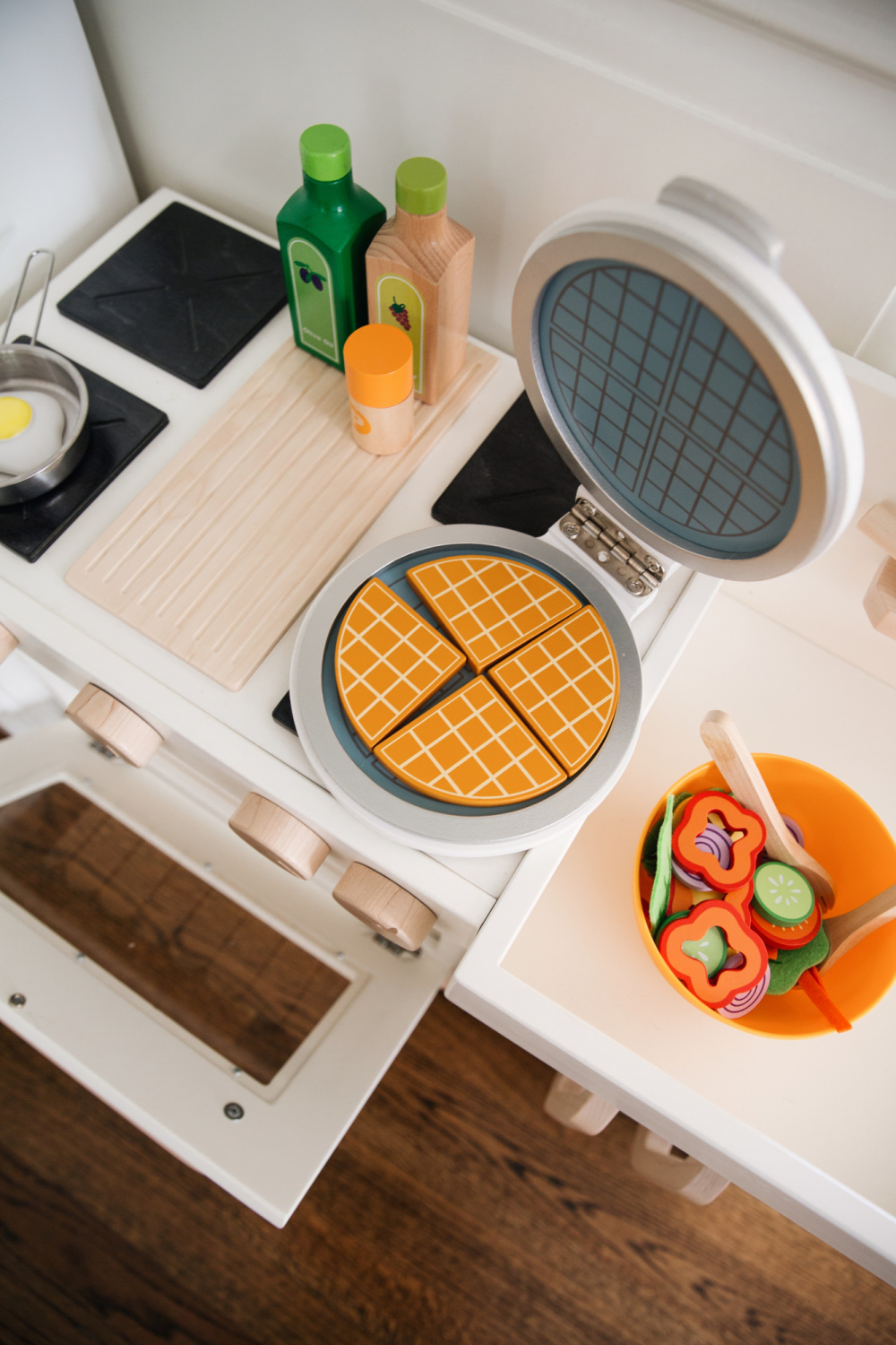 Wooden Waffle Maker, Toy Kitchen Accessories