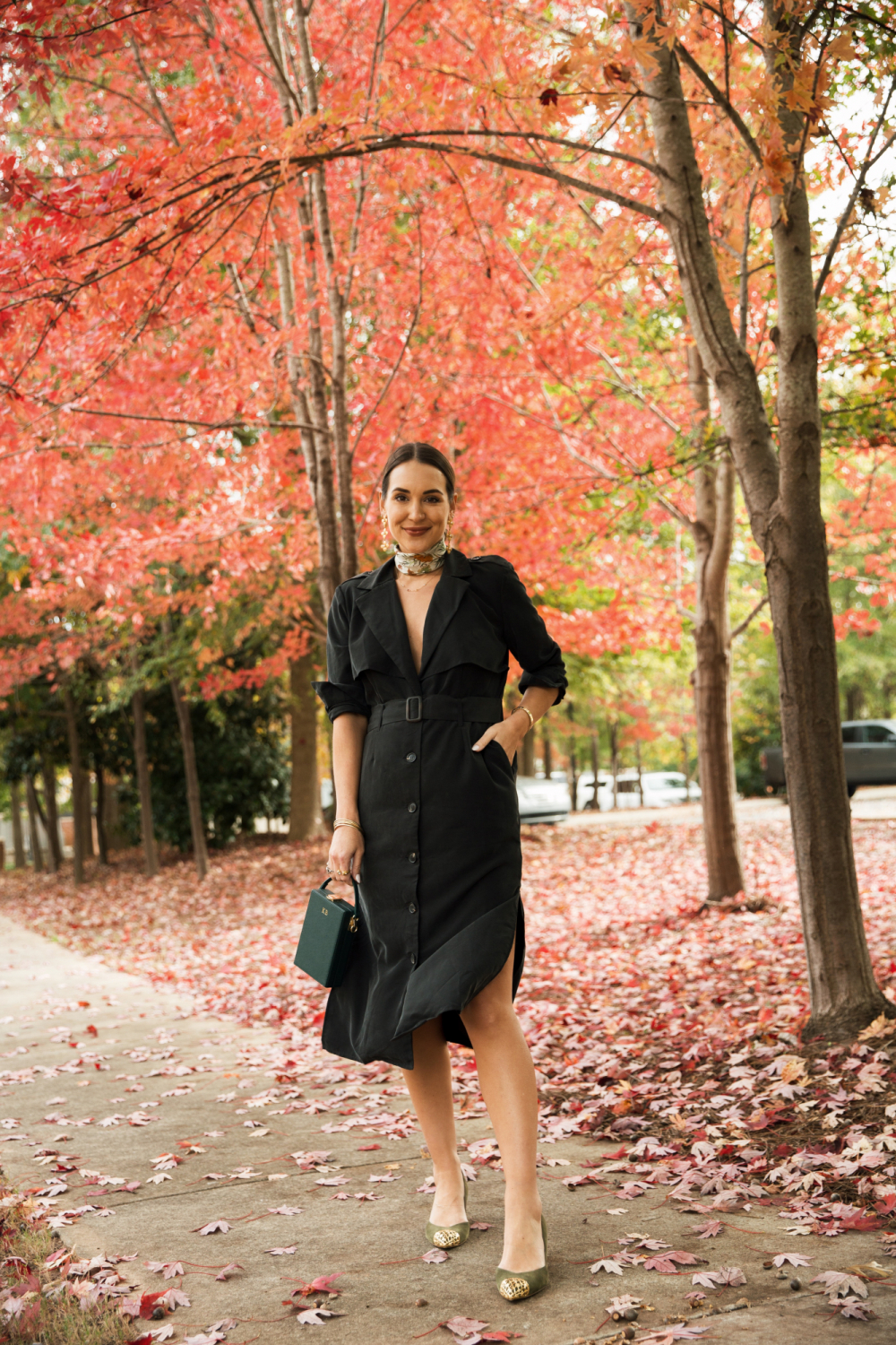 black trench dress