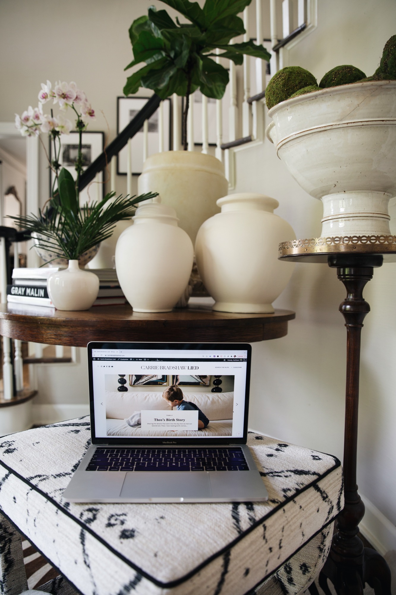 black and white ottoman