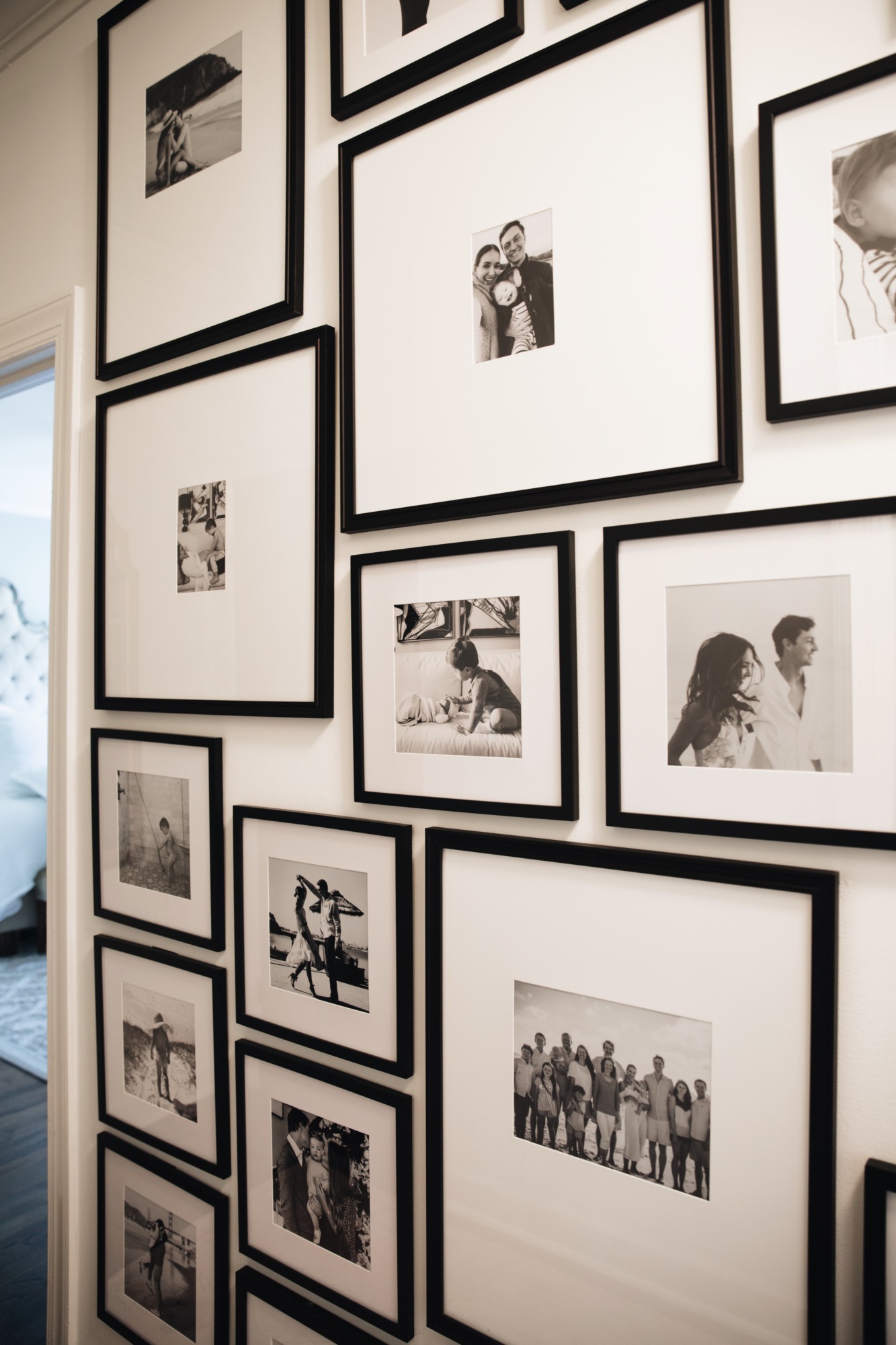 black and white gallery wall