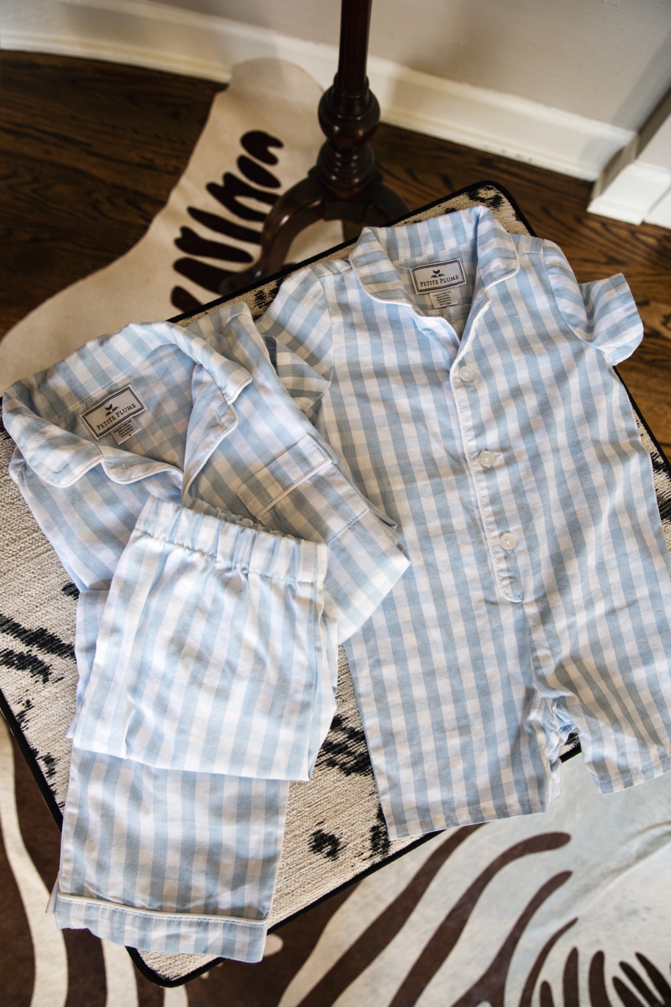 Petite Plume Family Matching Navy Gingham Pajamas