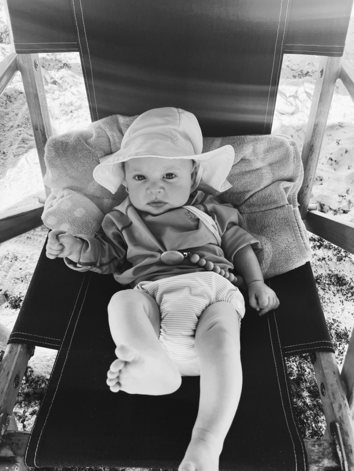three month old at beach