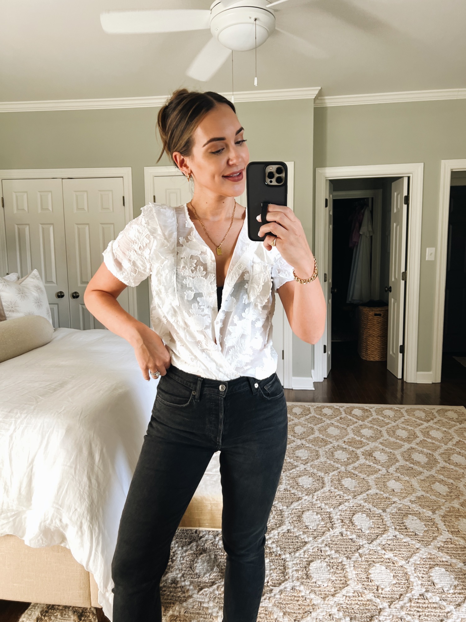 white sezane top