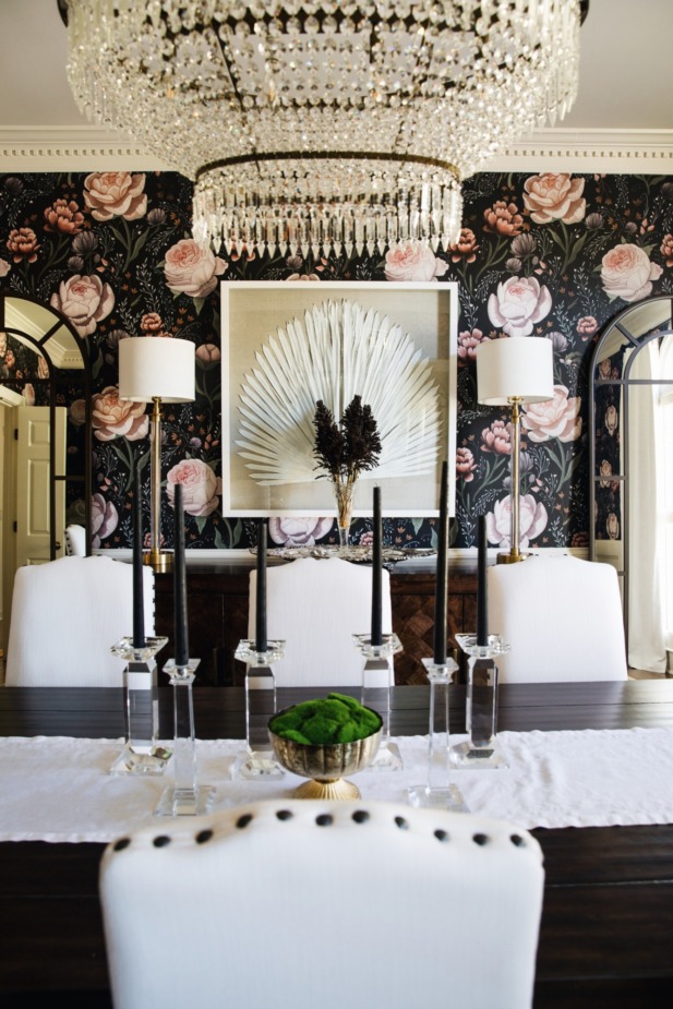 moody floral dining room
