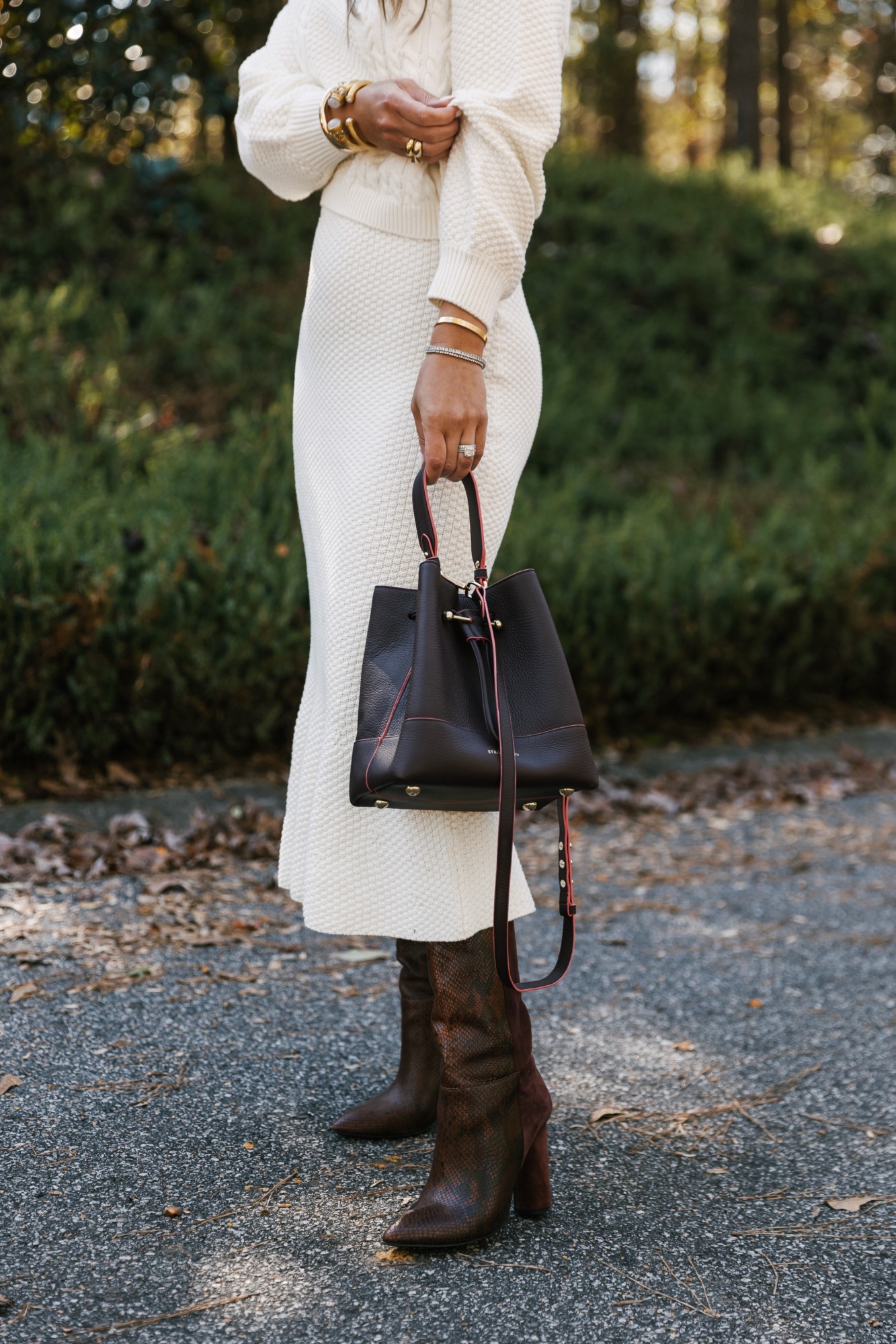 cream midi skirt