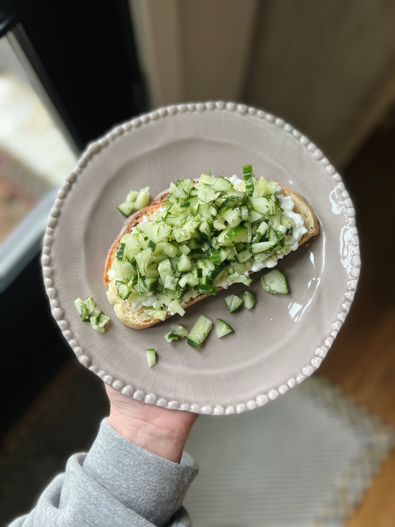 cucumber and cottage cheese toast