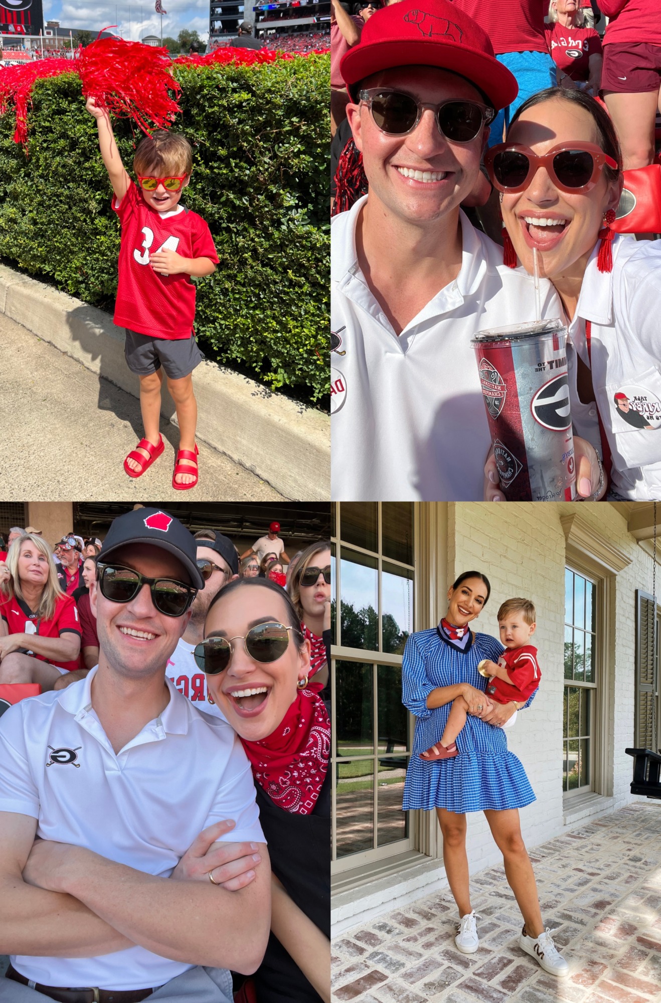 red and blue game day outfits