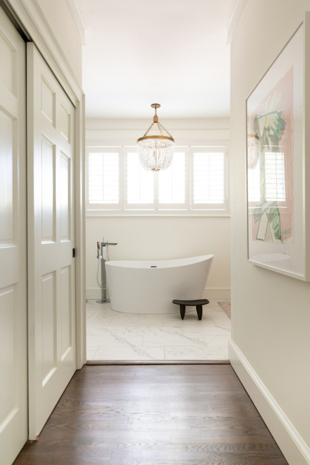 chandelier over tub