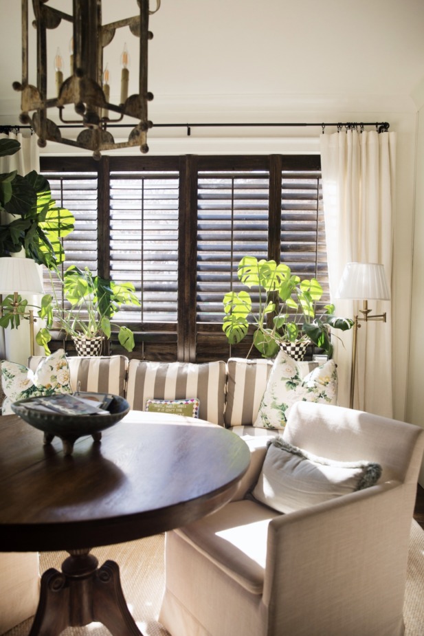 brown plantation shutters